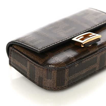 Fendi Glazed Fabric FF 1974 Nano Baguette Charm Mogano Panna 7 of 10