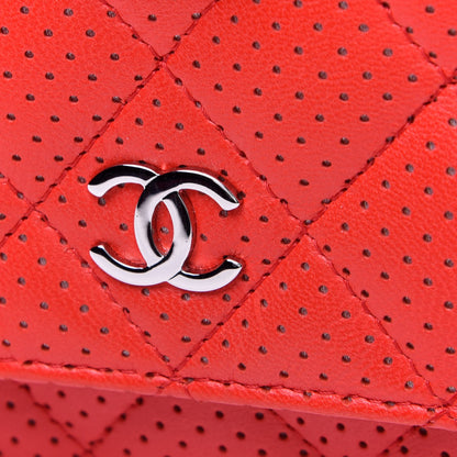Chanel Perforated Lambskin Quilted Wallet On Chain WOC Red 22 of 23