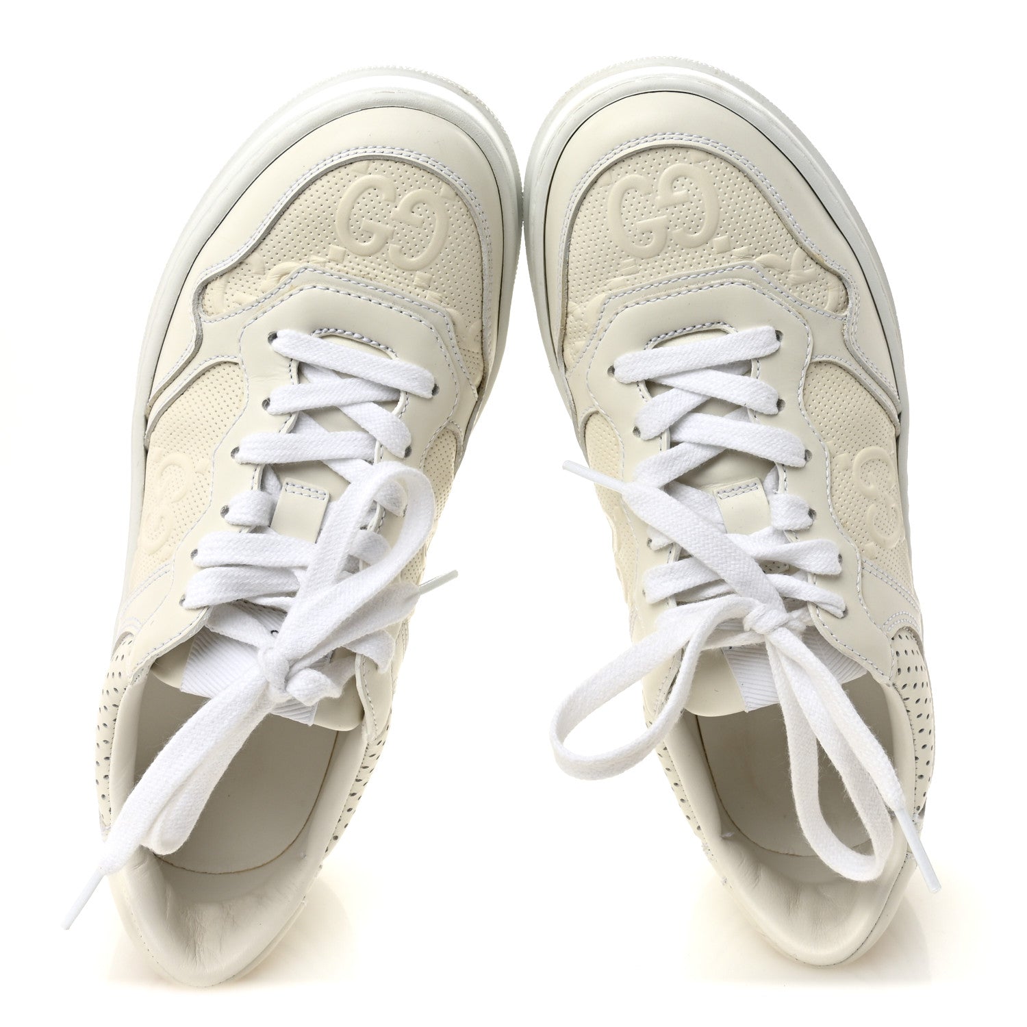 Gucci Calfskin GG Tennis Embossed Perforated Womens Platform 55mm