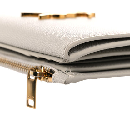 Saint Laurent Grain De Poudre Monogram Uptown Compact Wallet Blanc Vintage 13 of 17