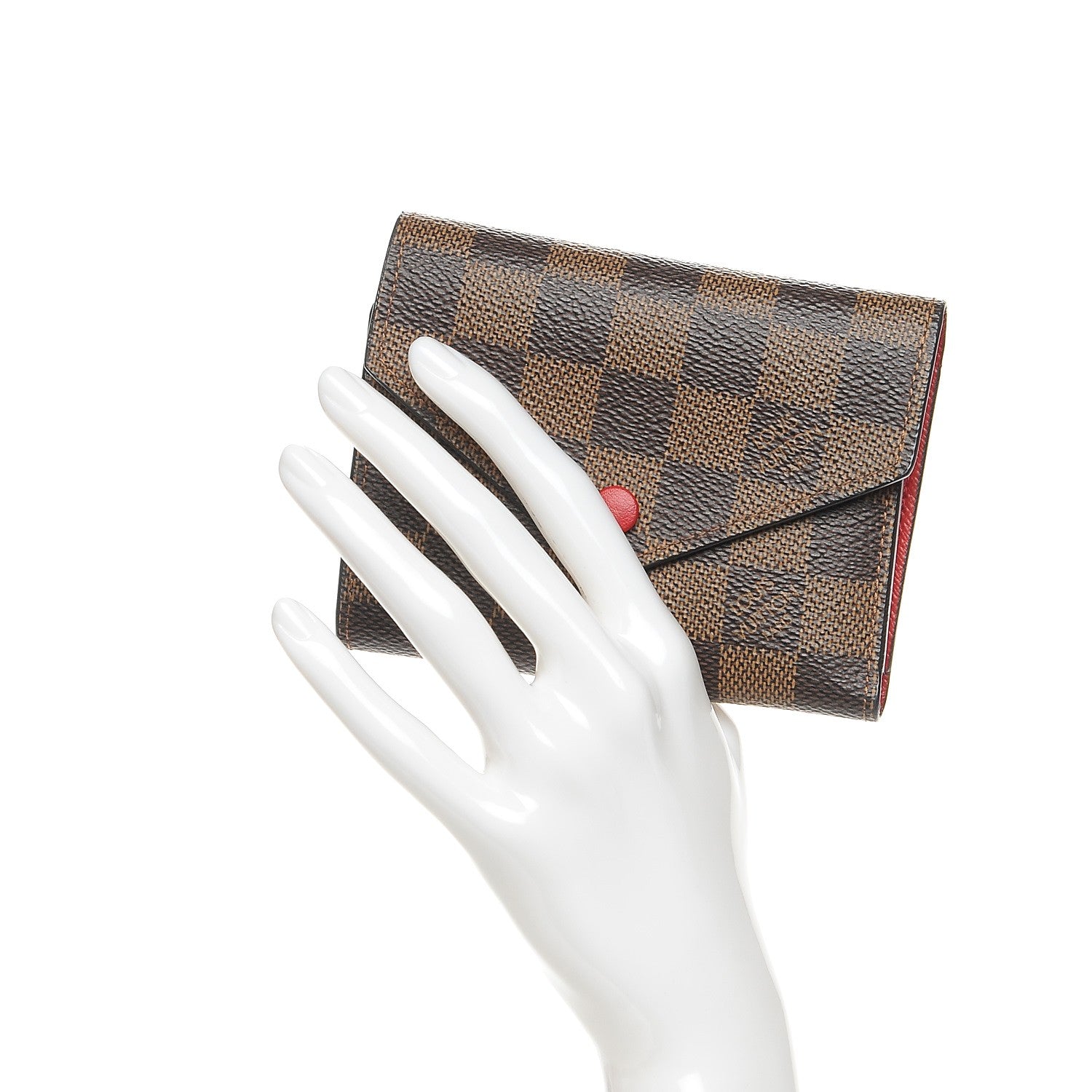 Louis Vuitton Damier Ebene Victorine Wallet Red 2 of 8