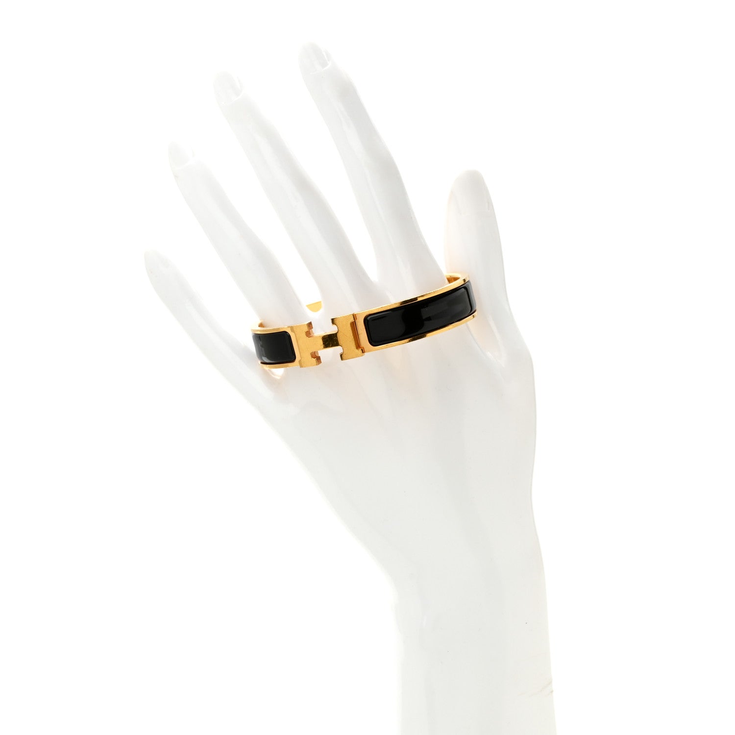 Hermes Enamel Narrow Clic Clac H Bracelet GM Black 2 of 5