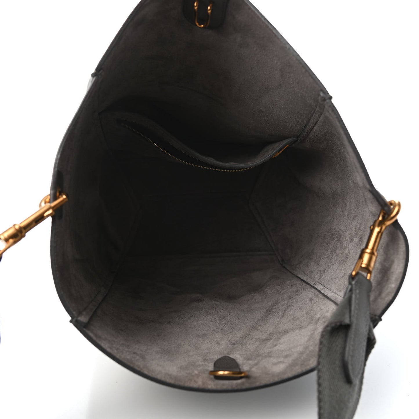 Soft Grained Calfskin Sangle Bucket Bag Grey