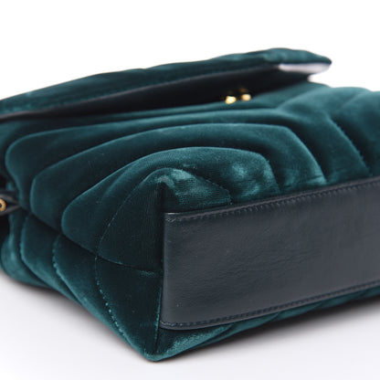 Saint Laurent Velvet Y Quilted Monogram Toy Loulou Crossbody Bag Dark Ottanio 8 of 13