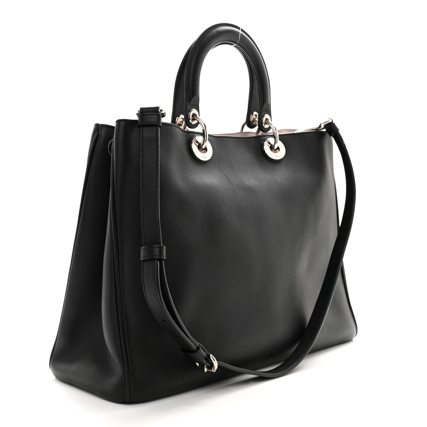 Smooth Calfskin Large Diorissimo Tote Black Rose Poudre