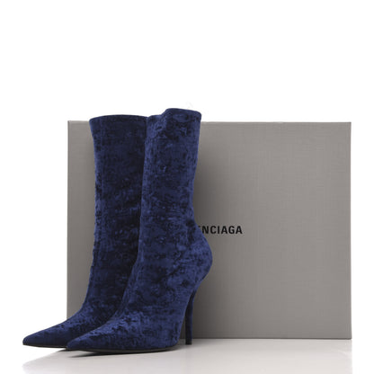 Balenciaga Velvet Extreme Pointed Toe Knife Booties 39 Navy 8 of 8