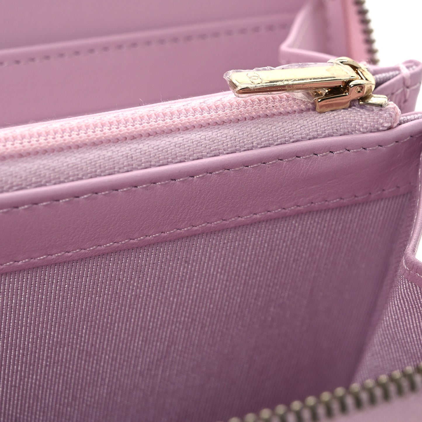 Caviar Quilted Large Gusset Zip Around Wallet Light Pink