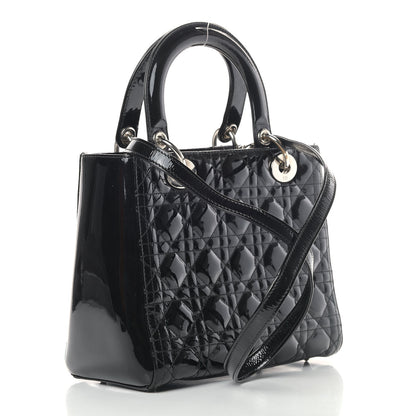 Christian Dior Patent Cannage Medium Lady Dior Black 2 of 12