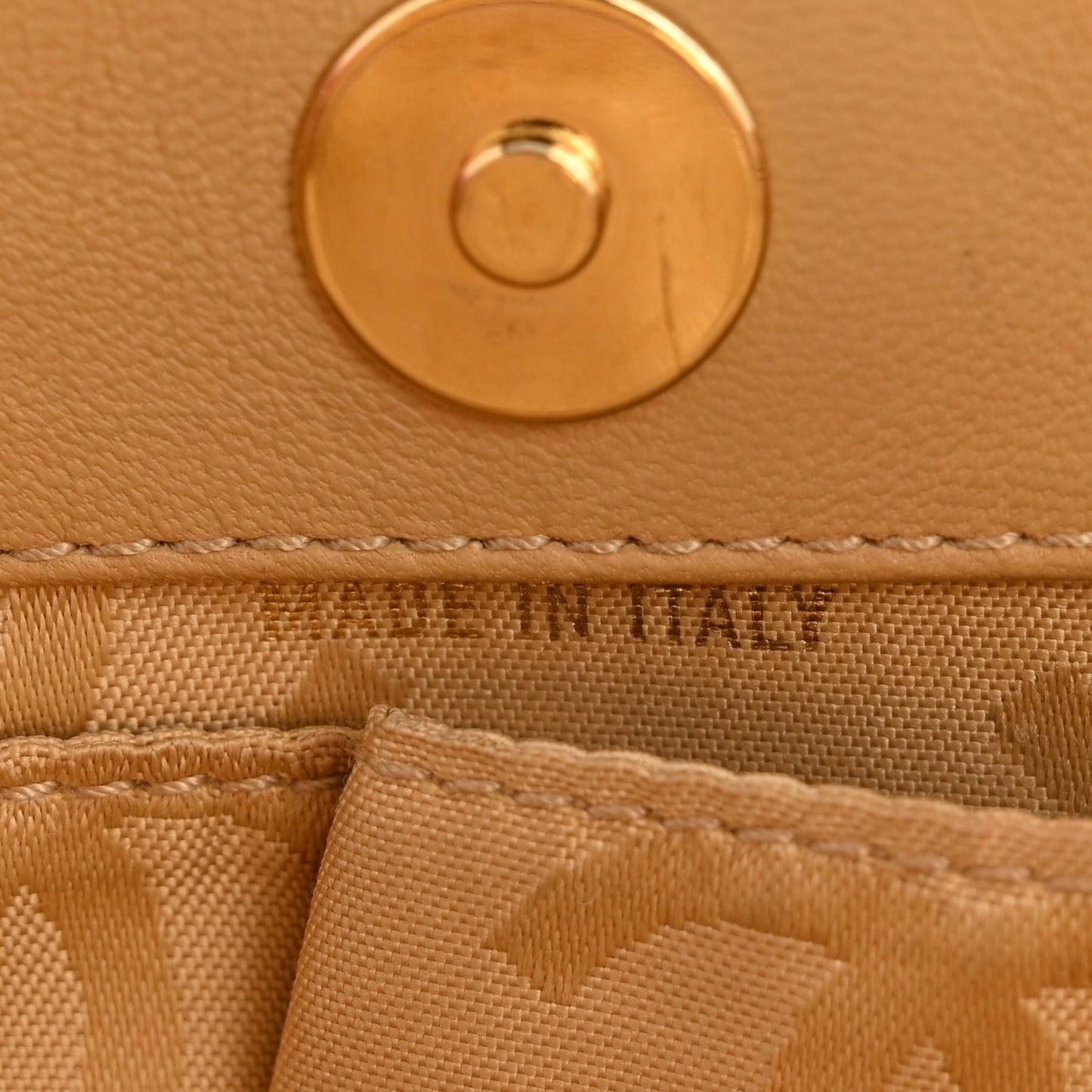 Lambskin Quilted CC Shoulder Bag Beige