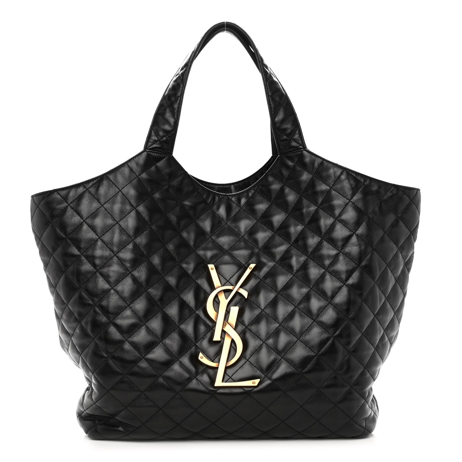 Saint Laurent Lambskin Quilted Maxi Icare Shopping Tote Black 3 of 11