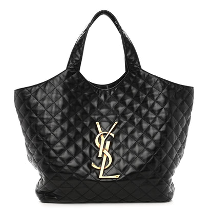 Saint Laurent Lambskin Quilted Maxi Icare Shopping Tote Black 3 of 11