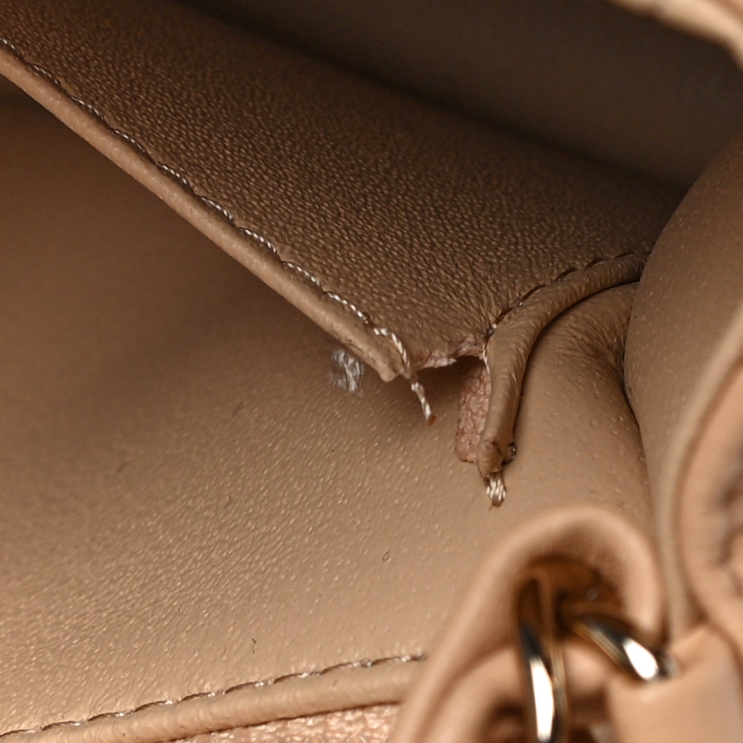 Lambskin Quilted Mini Rectangular Flap Beige