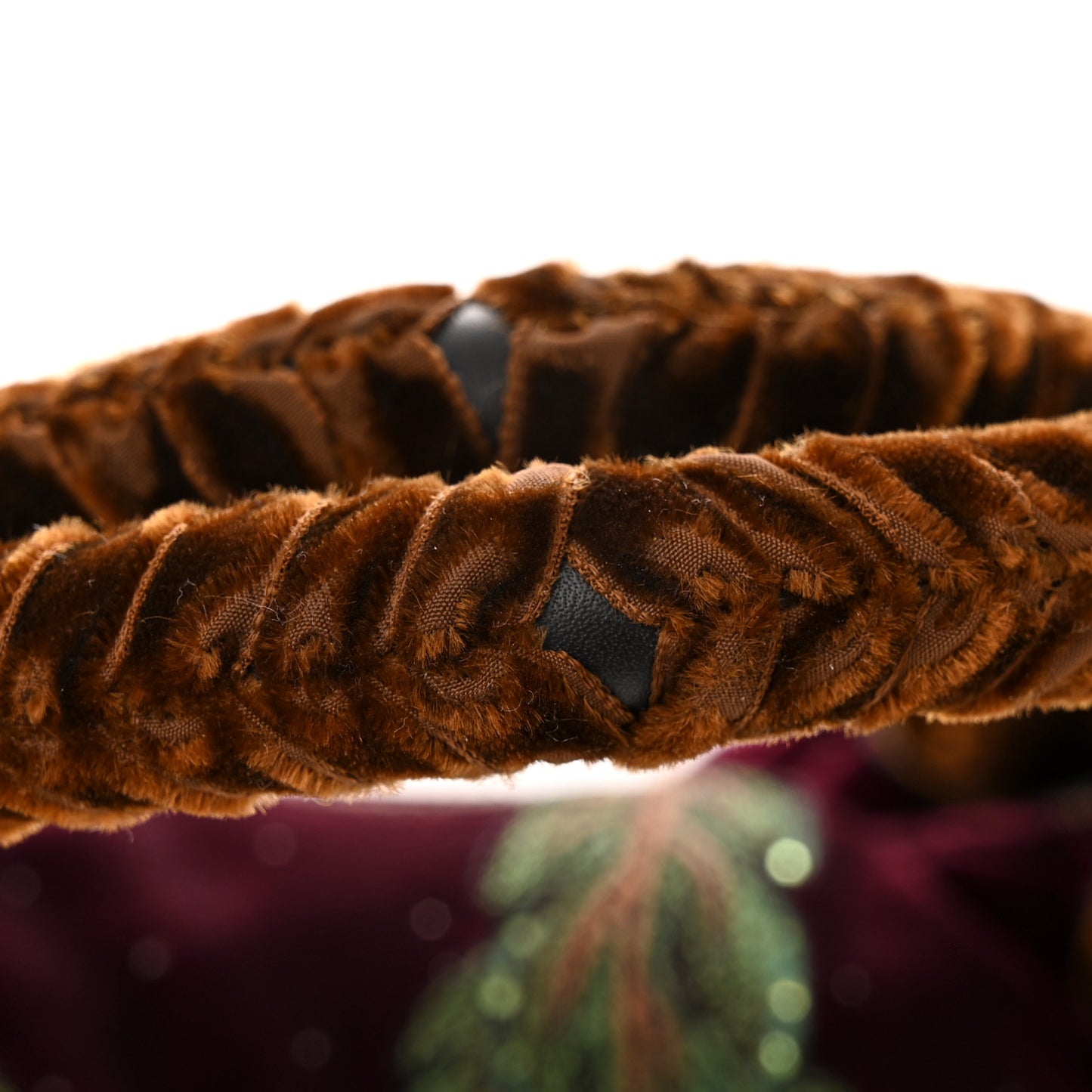 Velvet Embroidered Squirrel Spy Bordeaux Multicolor