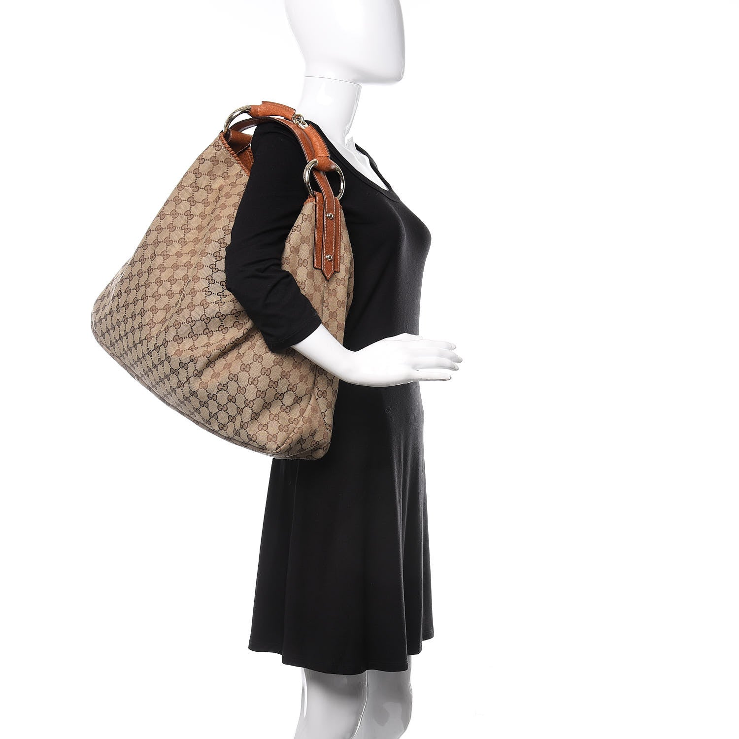 Gucci Monogram Large Horsebit Chain Hobo Brown 2 of 10