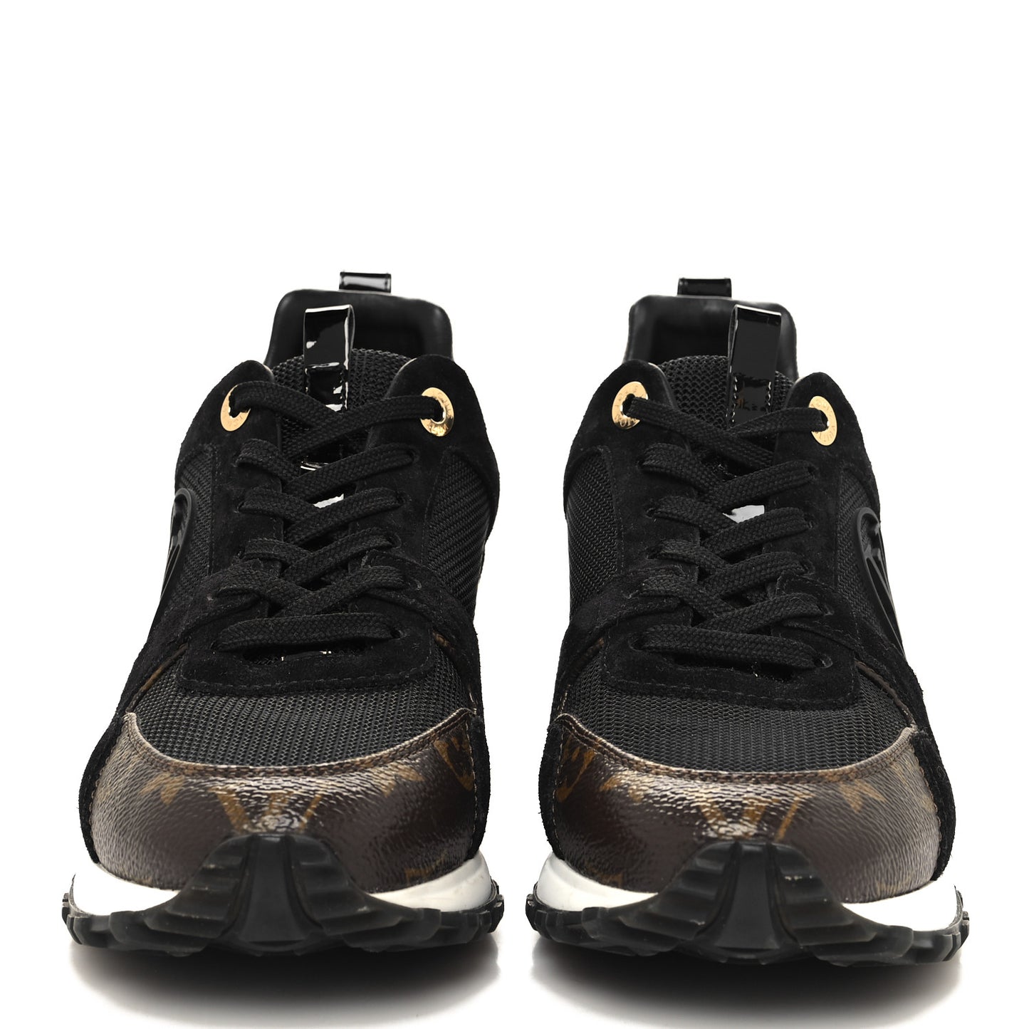 Suede Monogram Run Away Sneakers 37 Black