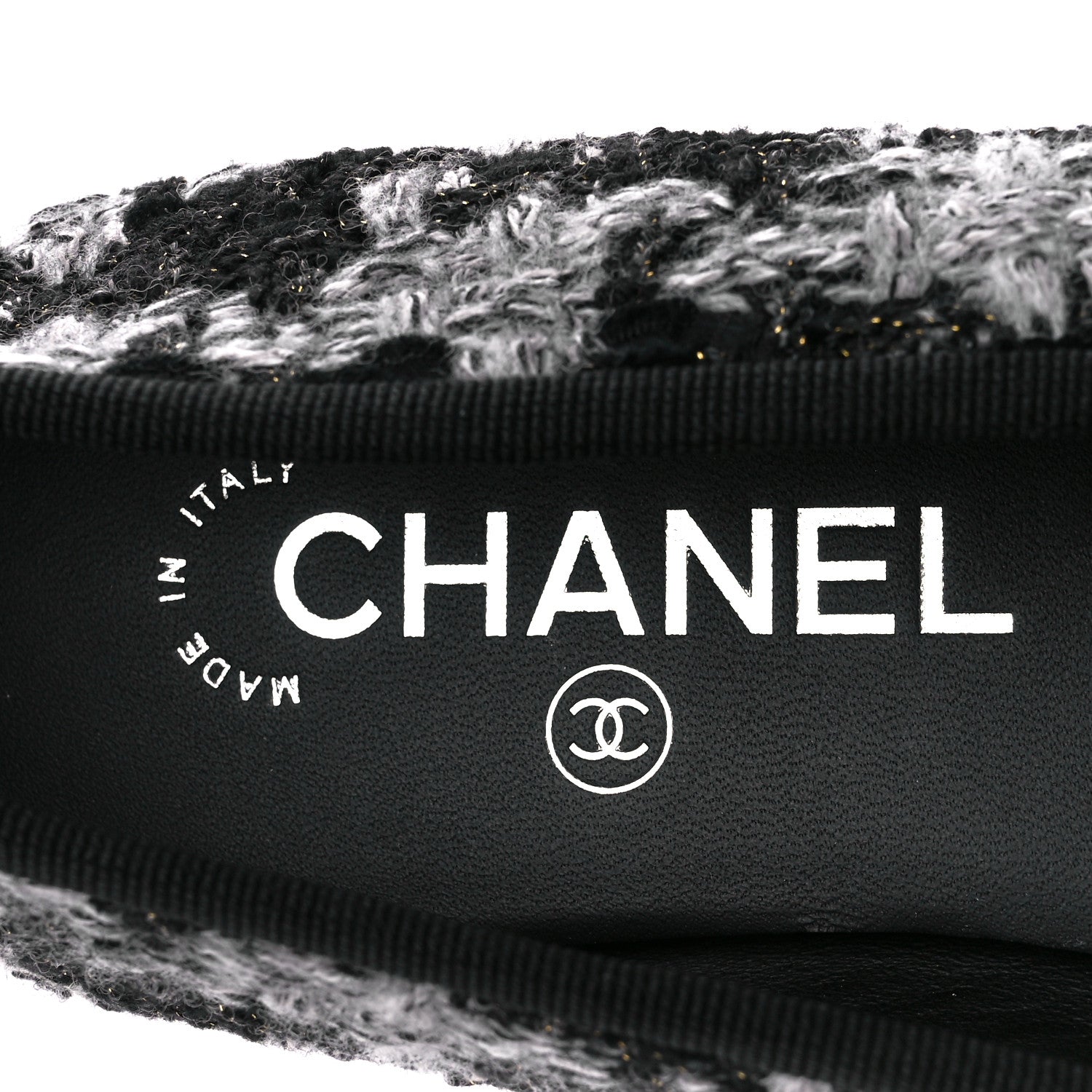 Chanel Tweed Grosgrain Cap Toe Ballerina Flats 38.5 Black White 6 of 8