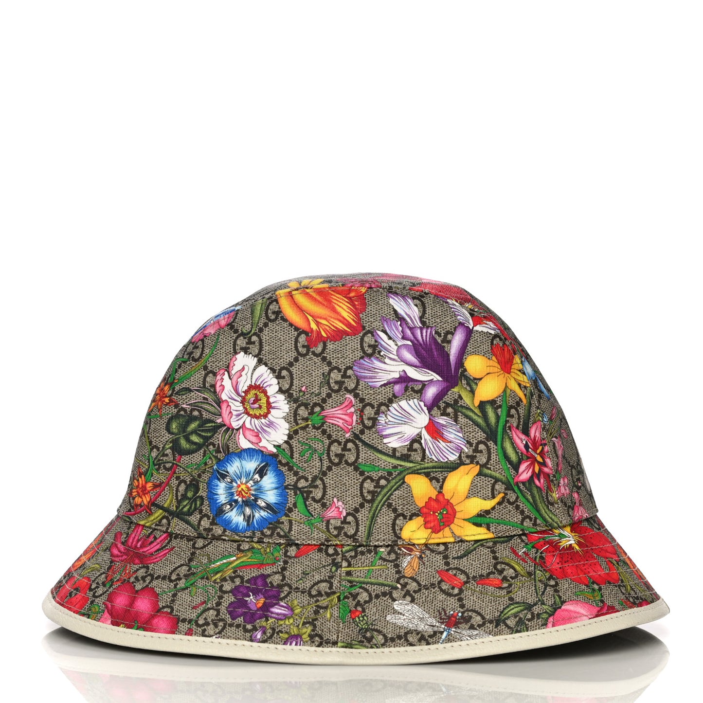 GG Supreme Monogram Flora Fedora Hat S White