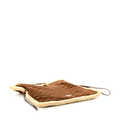 Saint Laurent Suede Shearling Quilted Le Pochon Natural Tan 4 of 12