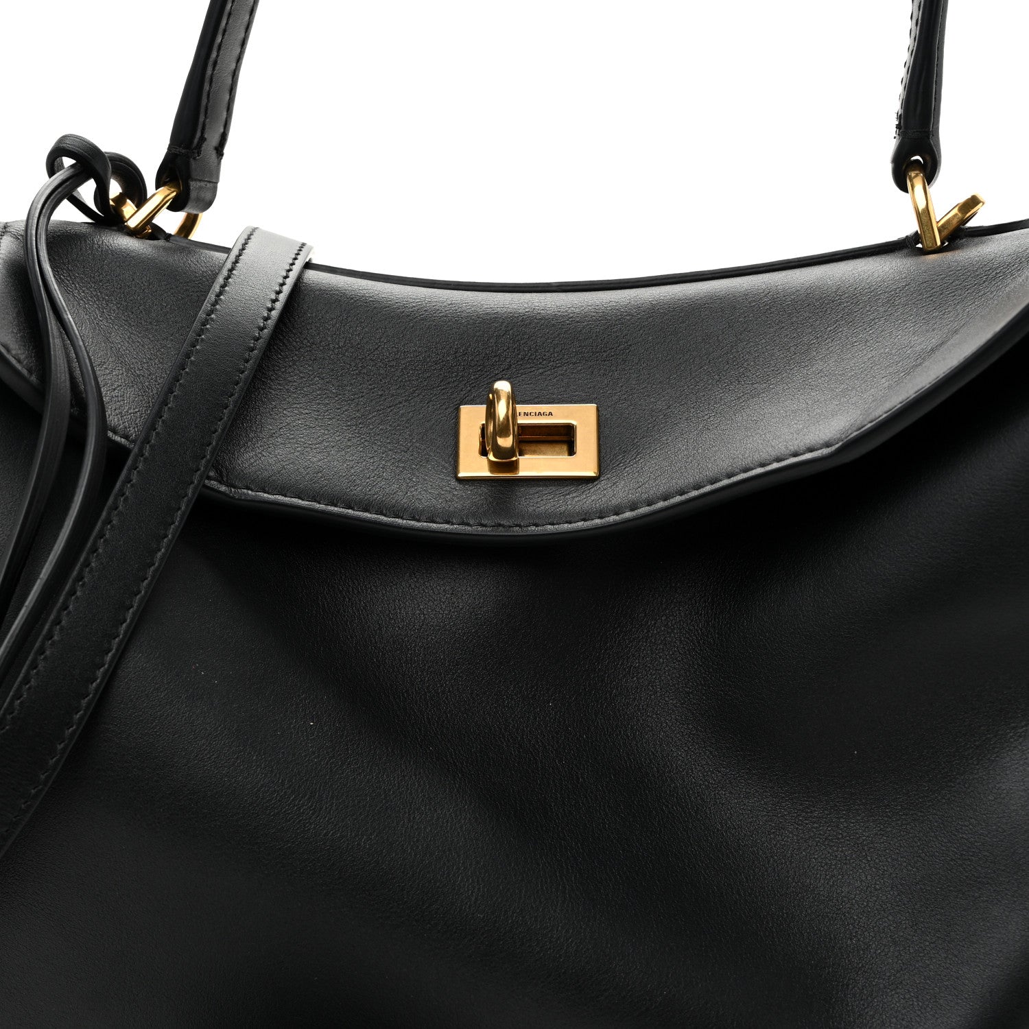 Balenciaga Natural Smooth Calfskin Small Rodeo Top Handle Handbag Black 7 of 9