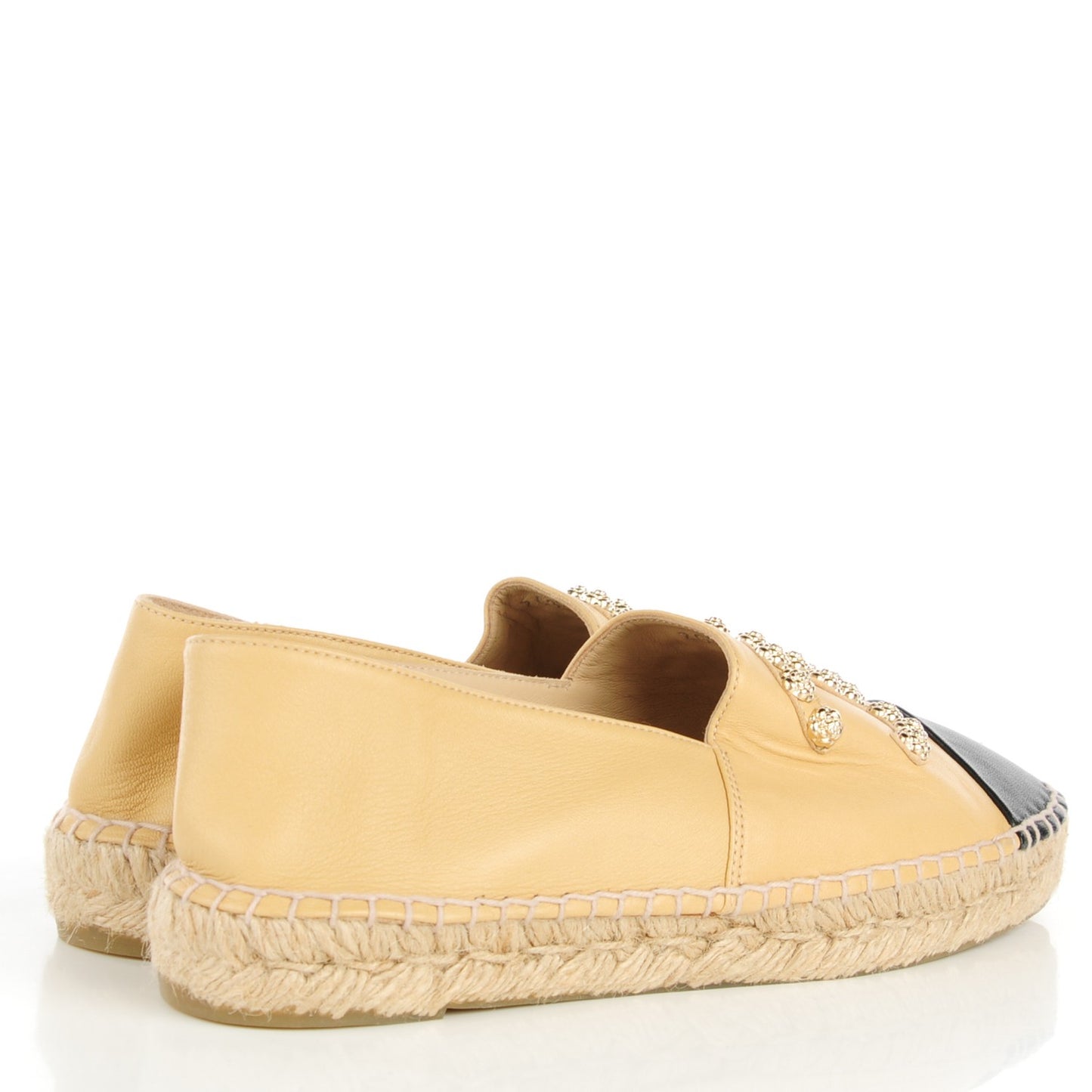 Lambskin Camellia CC Espadrilles 40 Beige Black
