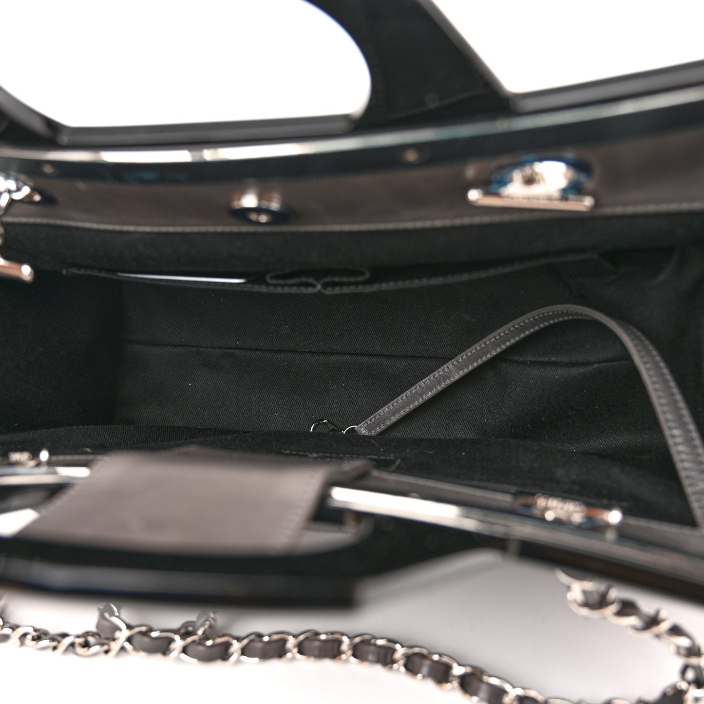 Glazed Calfskin Quilted Small CC Delivery Tote Grey
