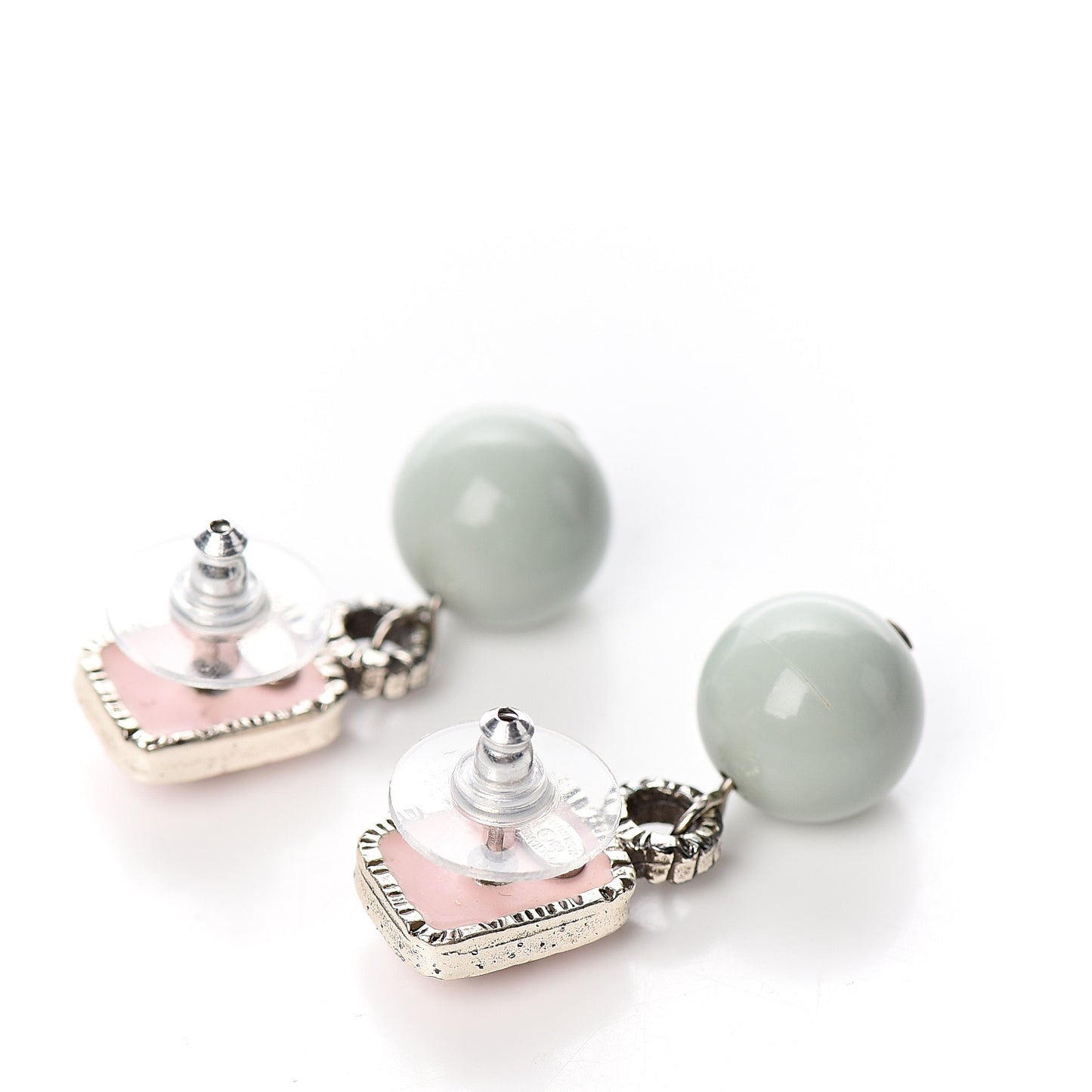 Pearl Enamel CC Drop Earrings Pink