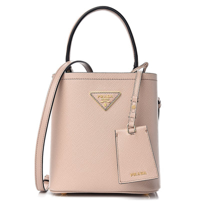 Prada Saffiano Cuir Calfskin Small Panier Bucket Bag Cipria Black 1 of 10