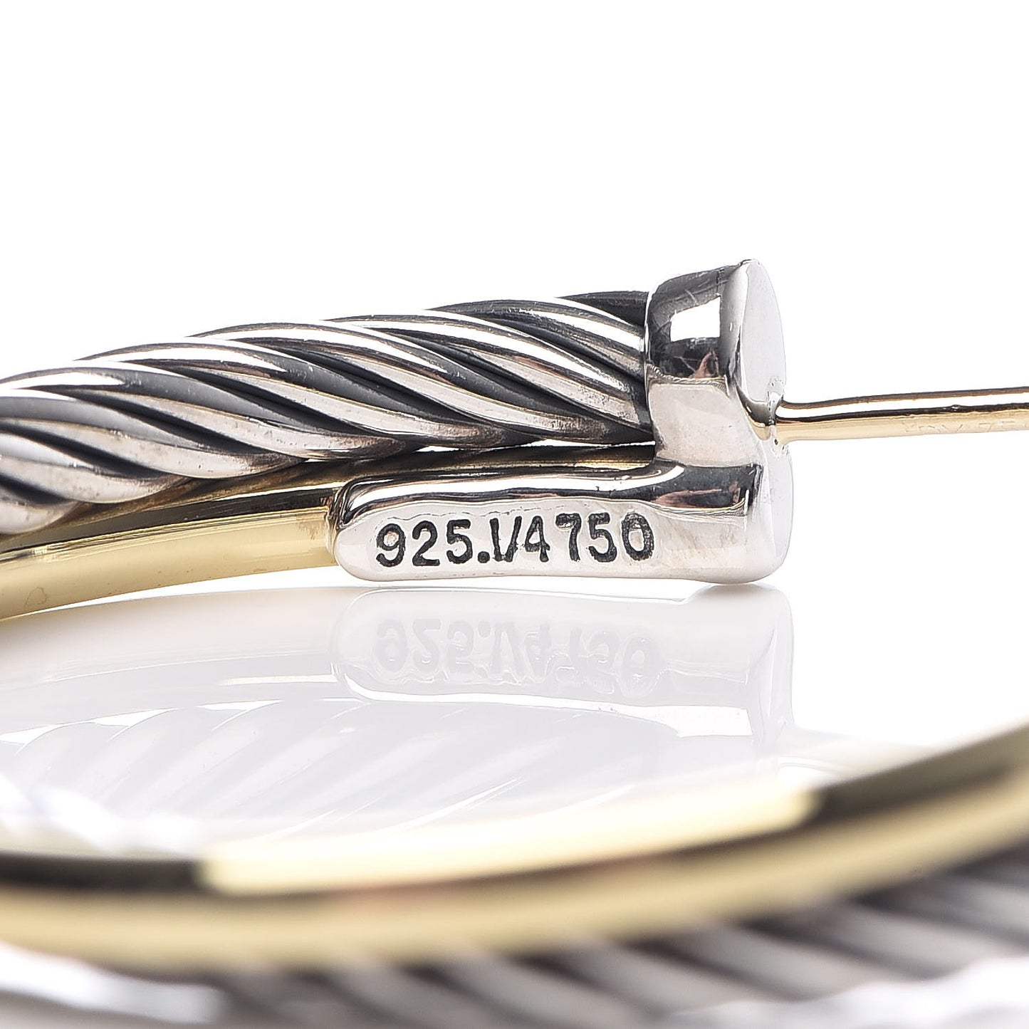 Sterling Silver 18K Yellow Gold 31mm Crossover Cable Hoop Earrings