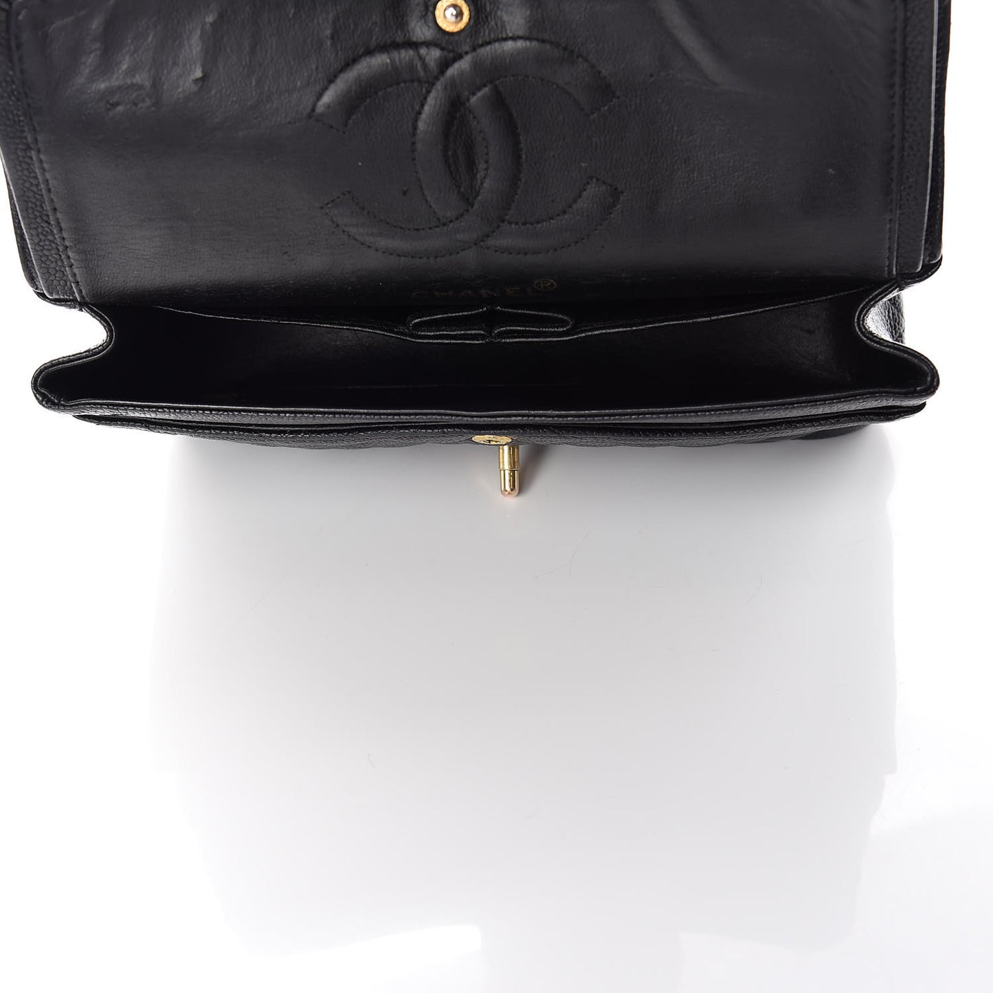 Caviar Quilted Medium Double Flap Black