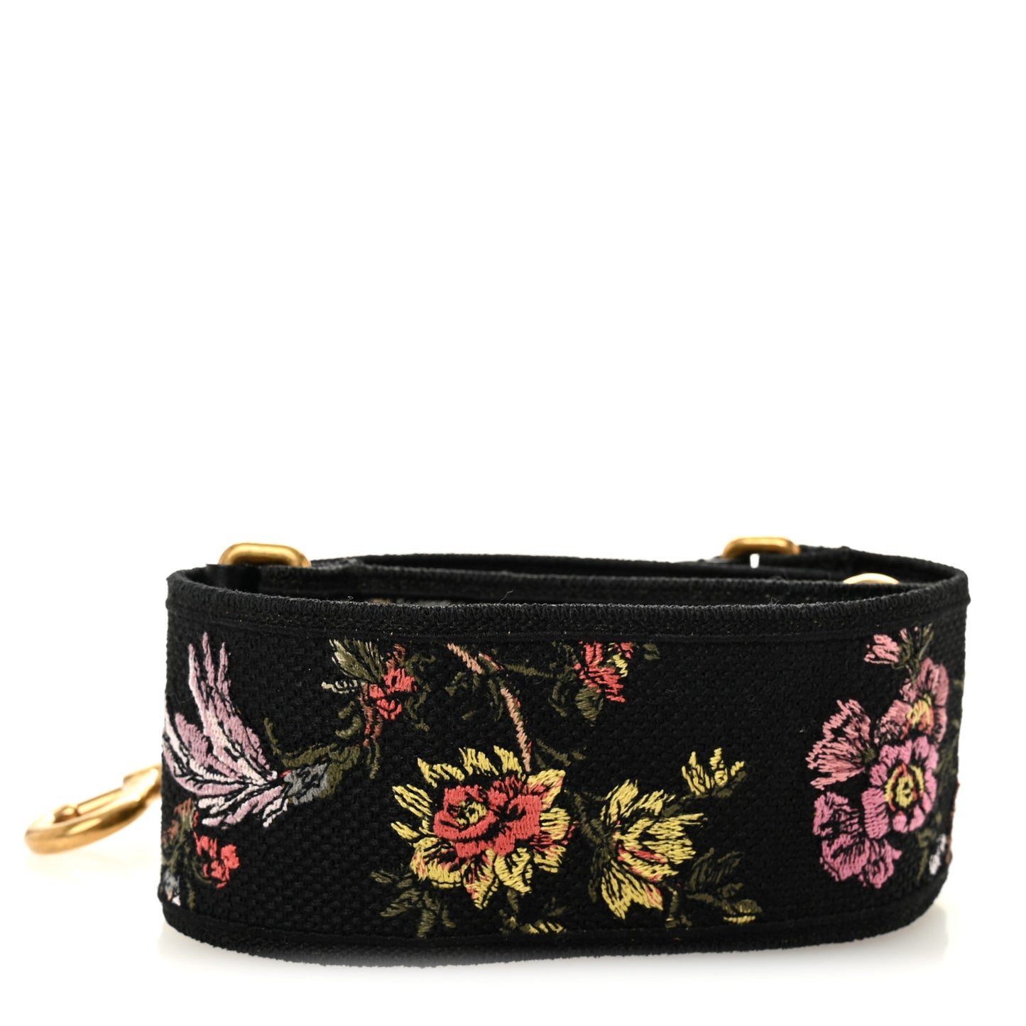 Canvas Embroidered Floral Shoulder Strap Black Multicolor