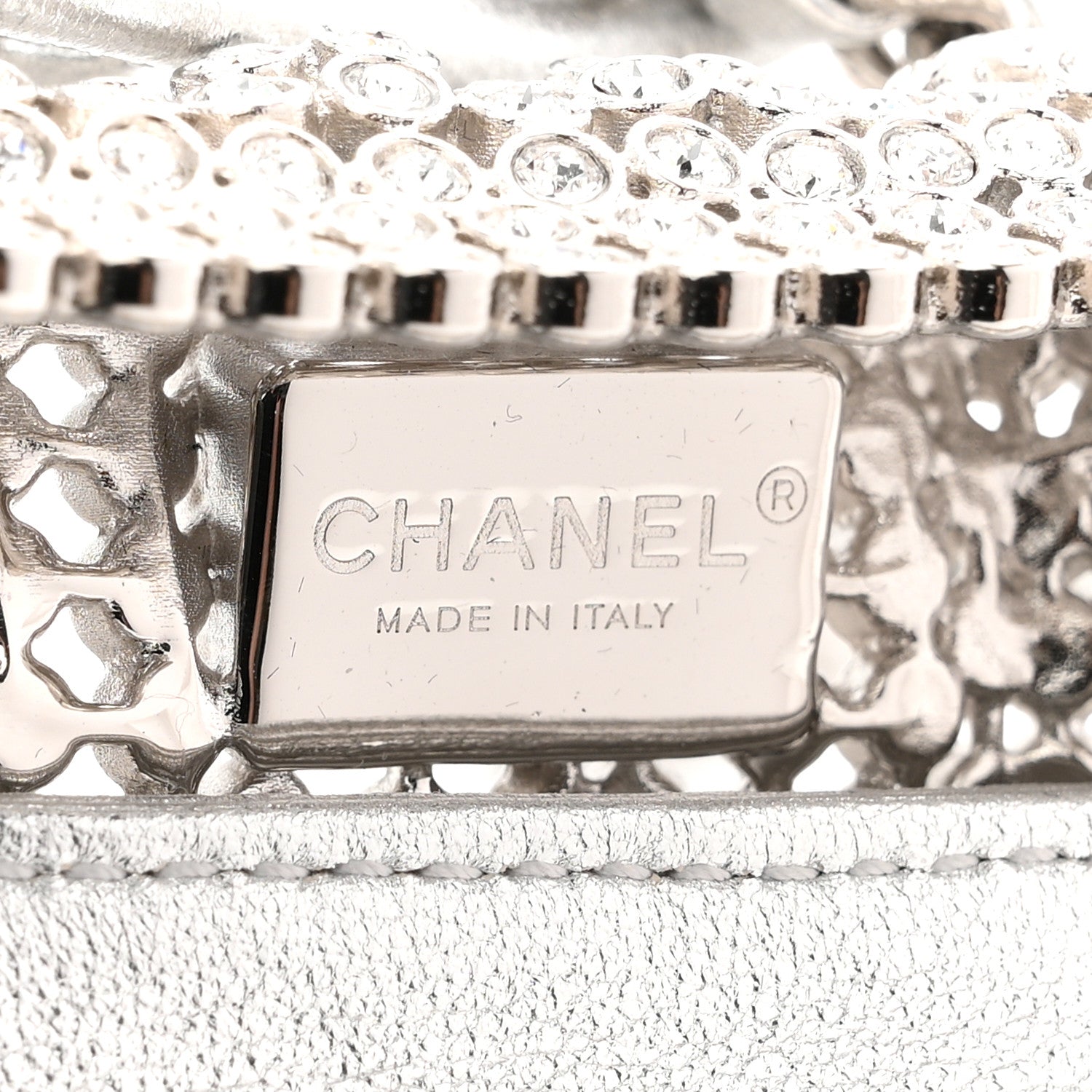 Chanel Crystal Embellished Metallic Lambskin Mini Chanel 22 Silver 6 of 11