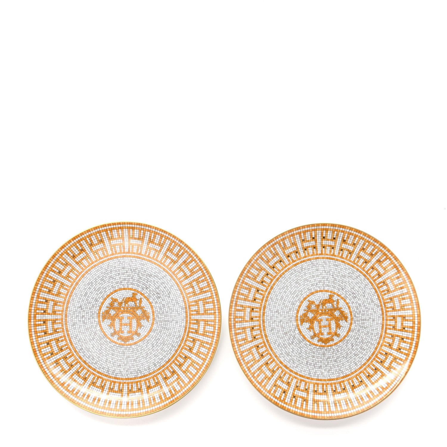 Hermes Porcelain Mosaique au 24 Dessert Plate Set of 2 1 of 7