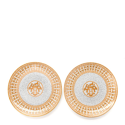 Hermes Porcelain Mosaique au 24 Dessert Plate Set of 2 1 of 7