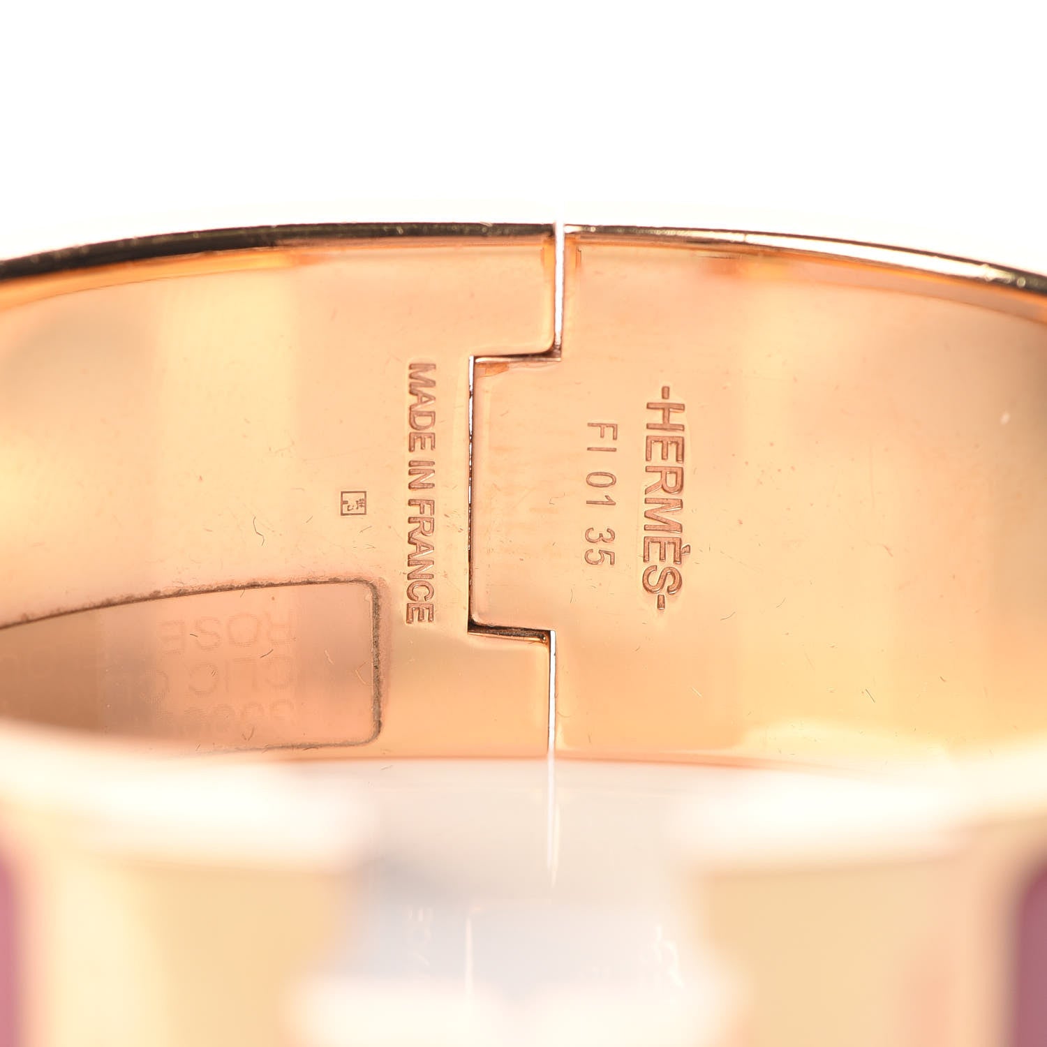 Hermes Enamel Wide Clic Clac H Bracelet PM Rose Velours 4 of 5