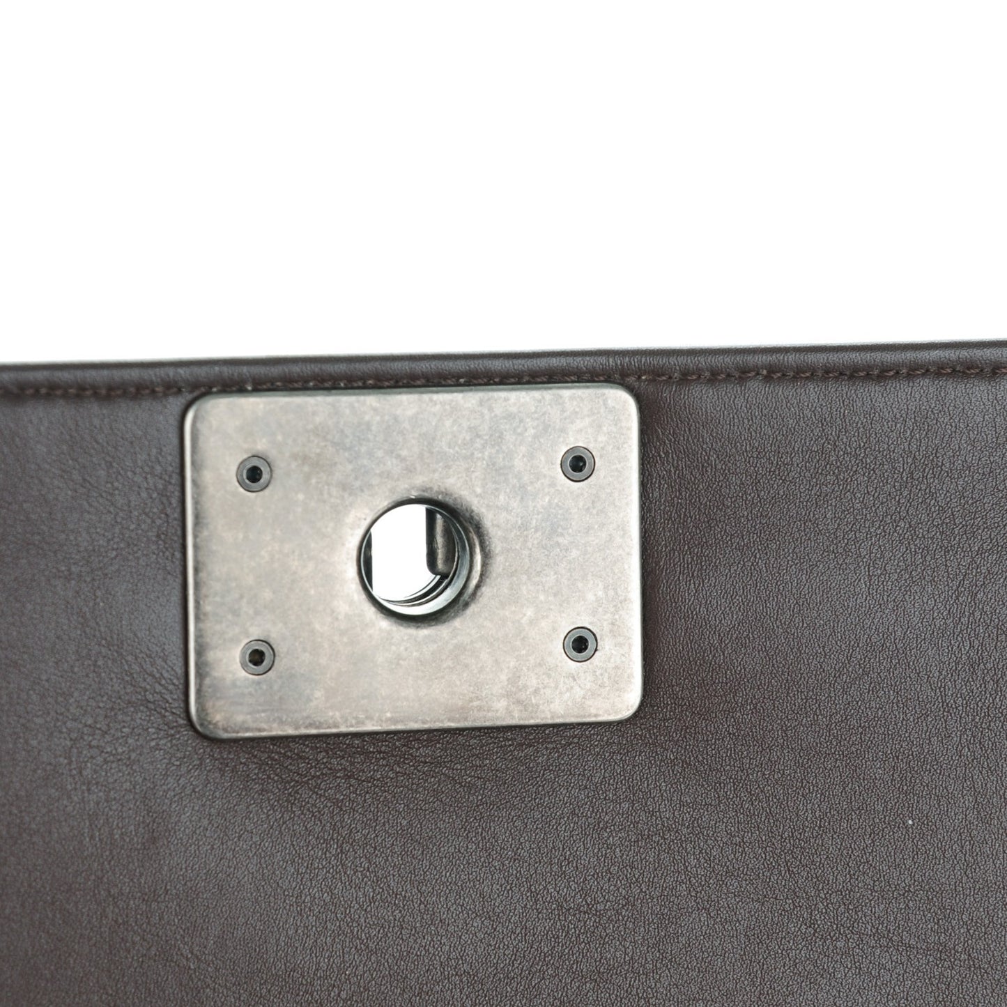 Faded Calfskin Studded Large Boy Flap Brown Beige