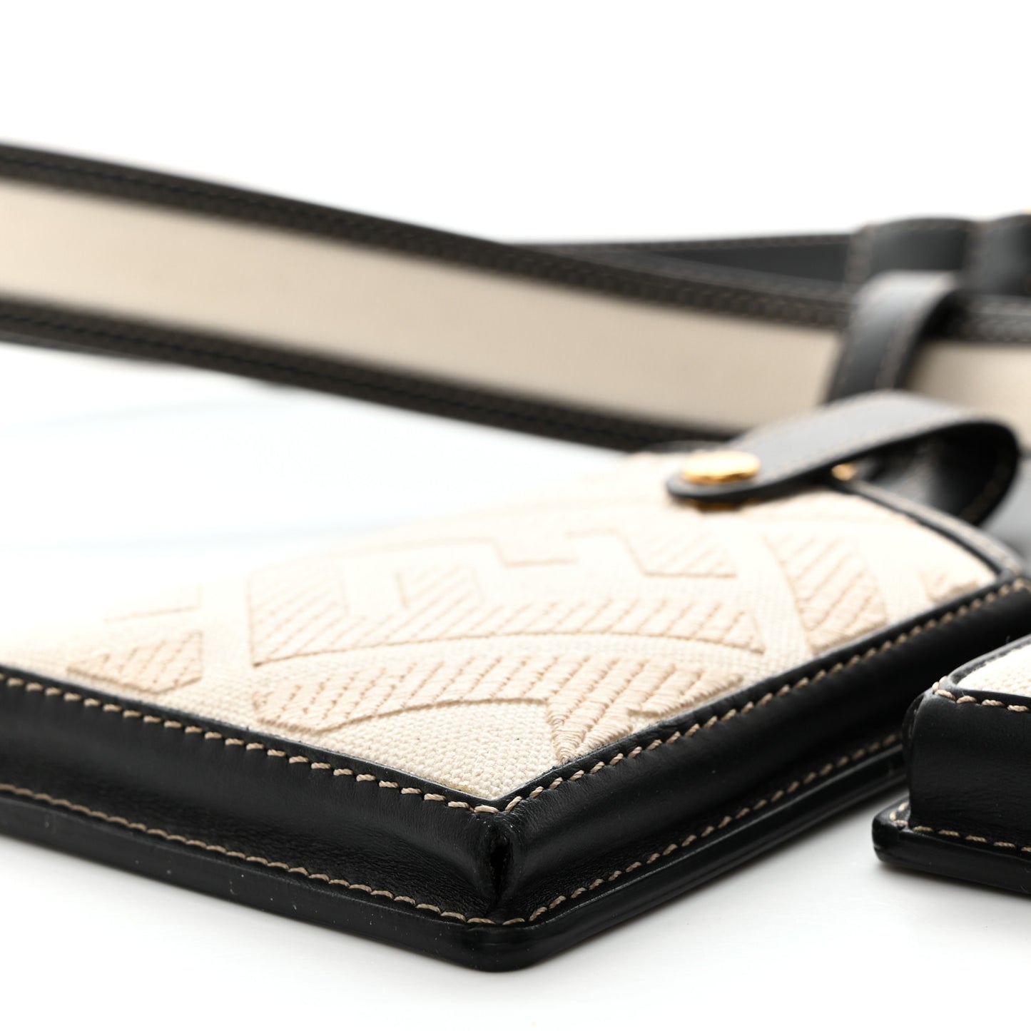 Calfskin Canvas Multi Accessory Belt Beige Black