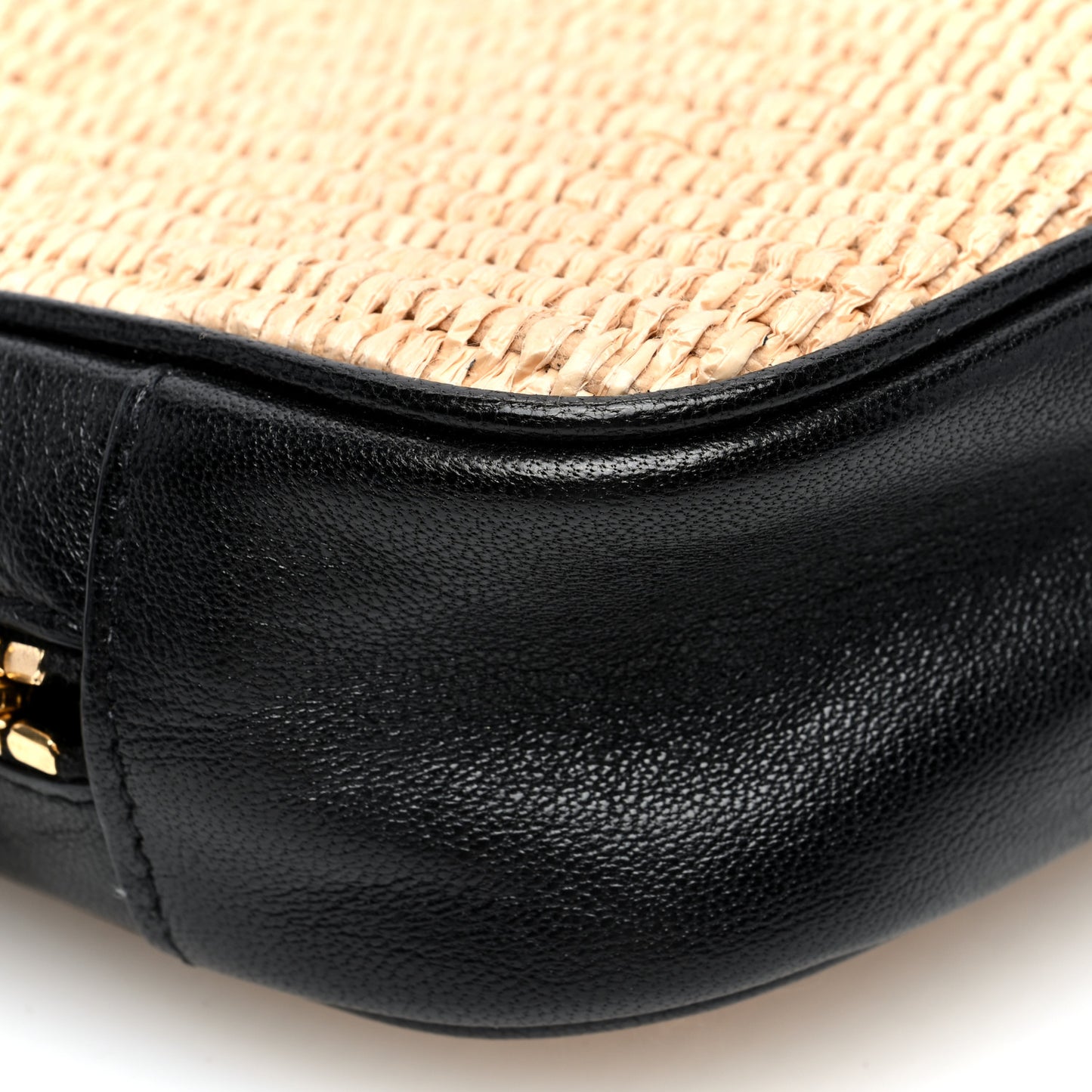 Raffia Canvas Monogram Mini Lou Camera Bag Beige Black