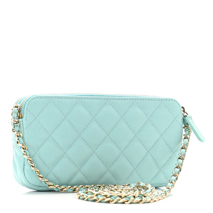Chanel Caviar Quilted Small Clutch With Chain Light Blue 3 of 13