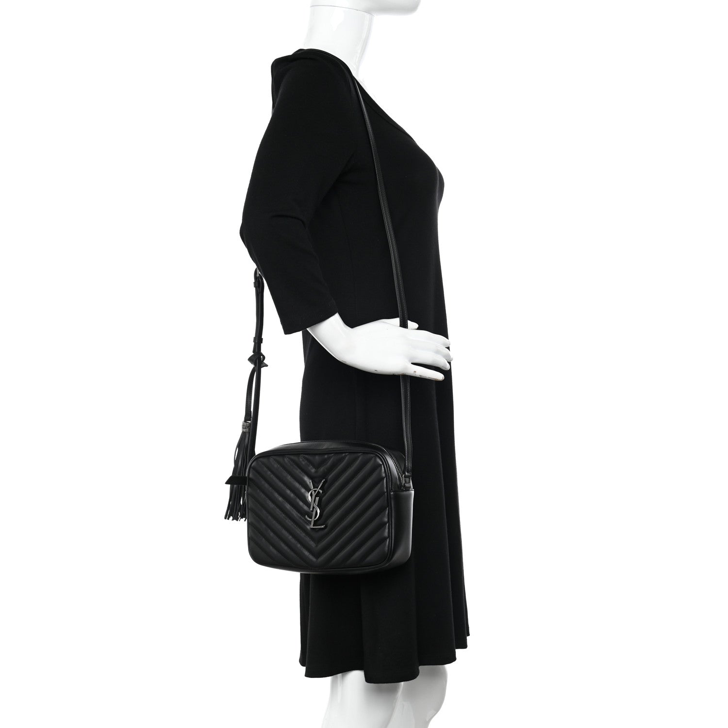 Saint Laurent Calfskin Matelasse Monogram Lou Camera Bag Black 2 of 13