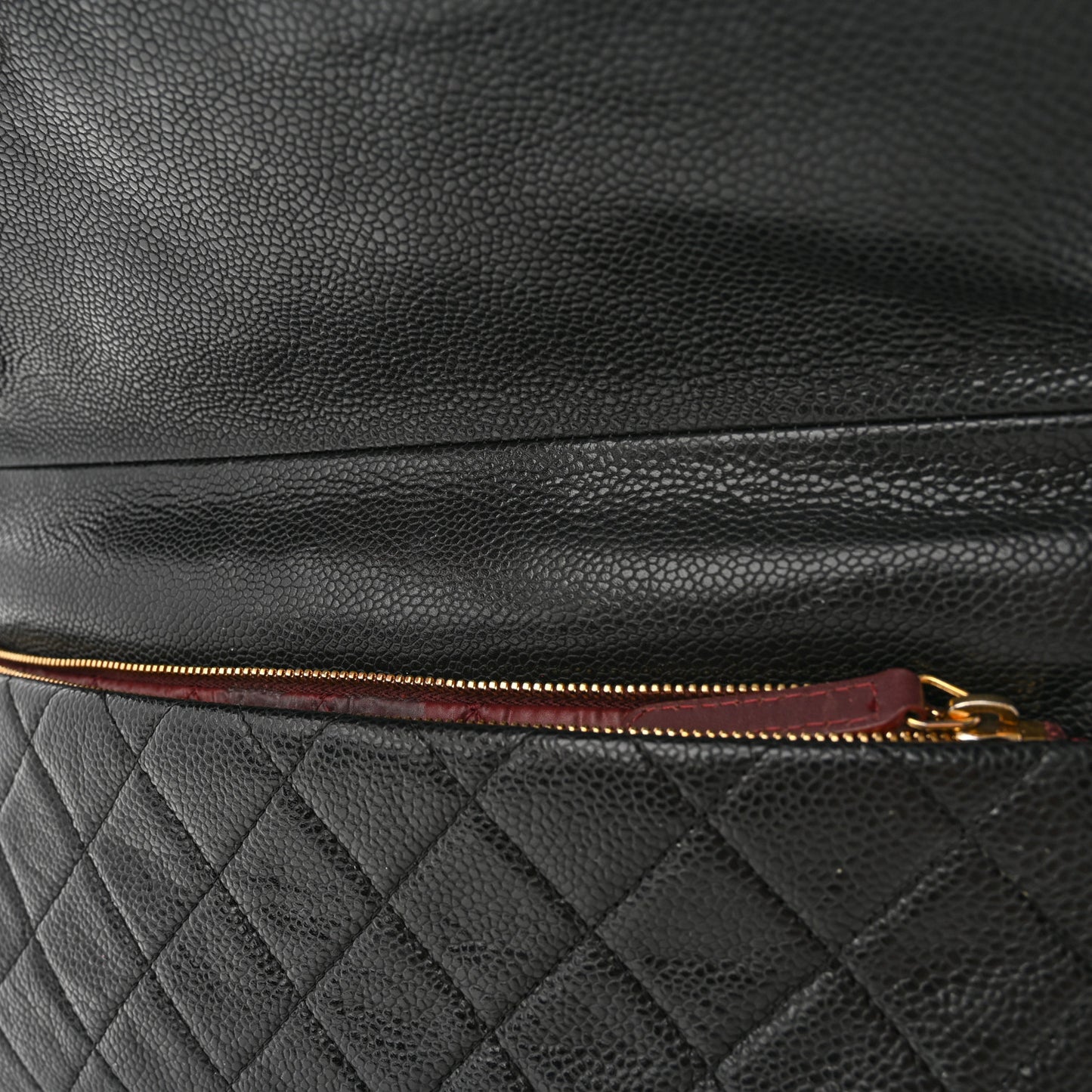 Caviar Quilted CC Beauty Clutch Black