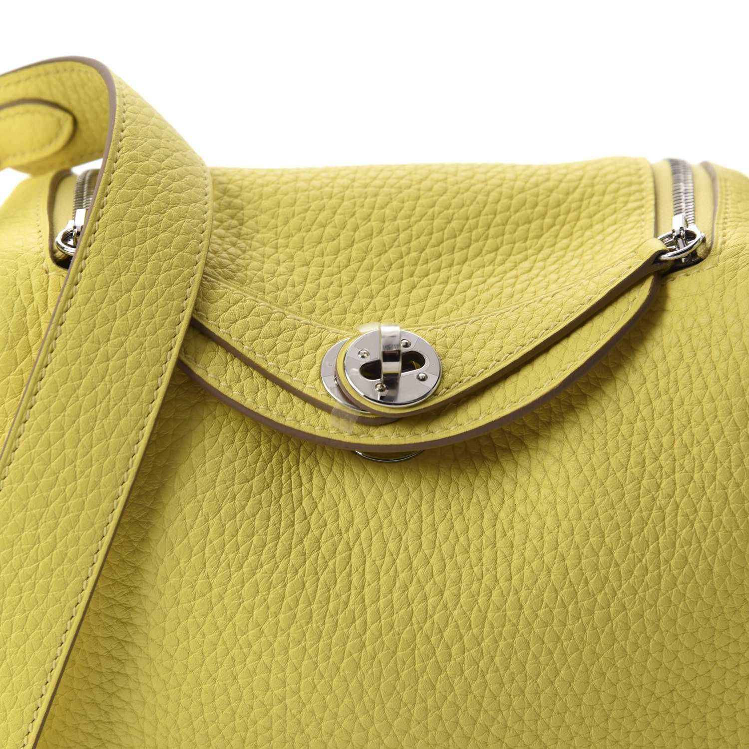 Hermes Taurillon Clemence Mini Lindy 20 Lime 9 of 10