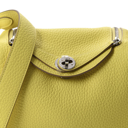 Hermes Taurillon Clemence Mini Lindy 20 Lime 9 of 10