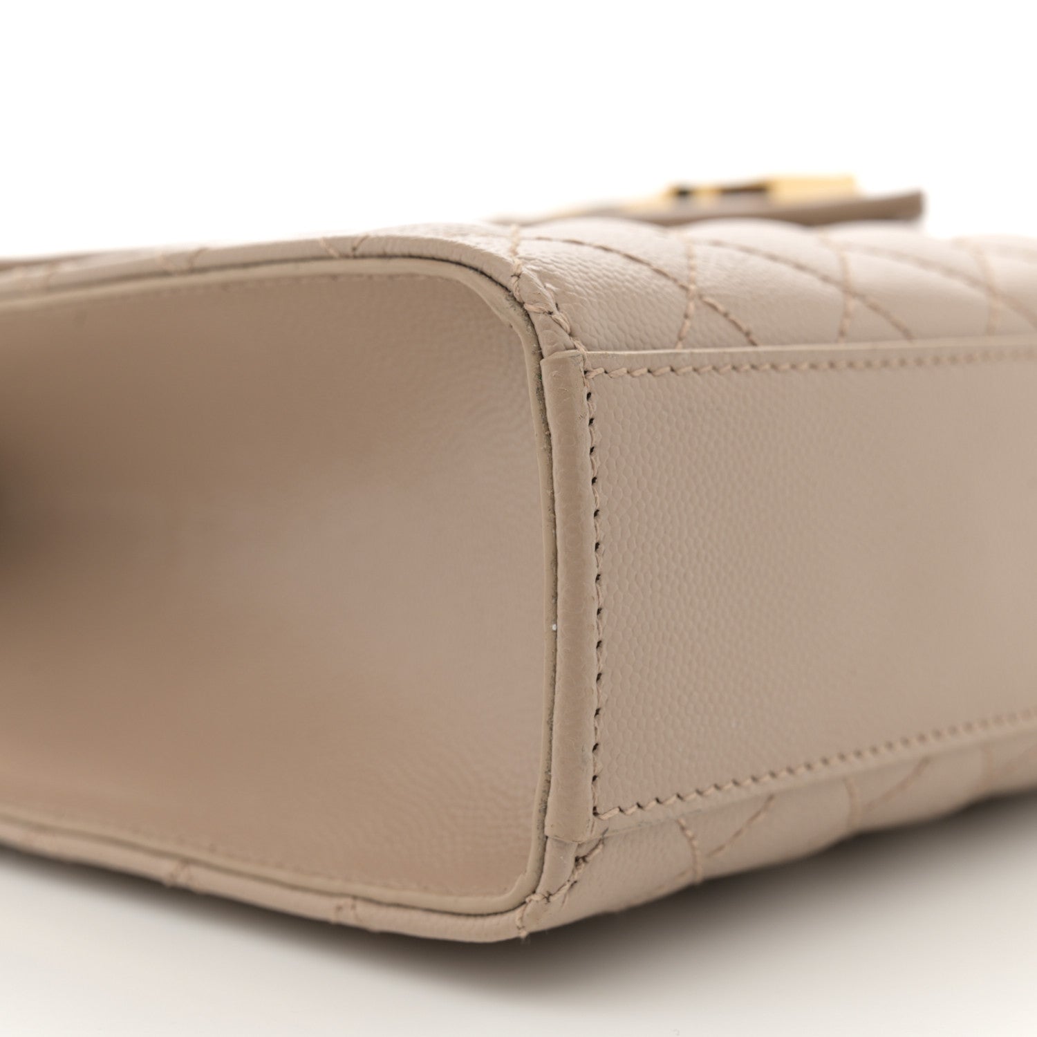 Saint Laurent Grain De Poudre Mixed Matelasse Large Triquilt Monogram Satchel Dark Beige 9 of 13