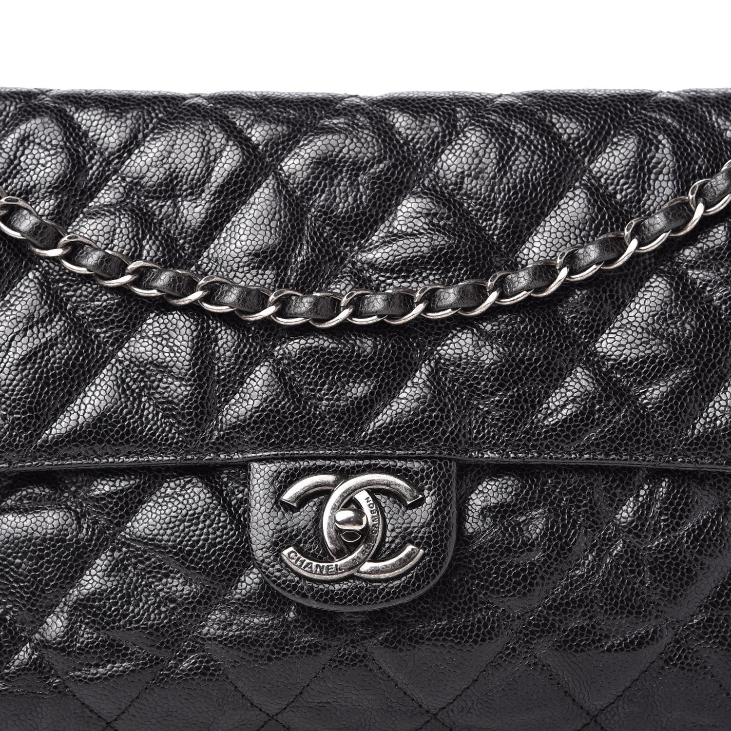Chanel Crumpled Grained Calfskin Jumbo CC Crave Flap Black 10 of 11