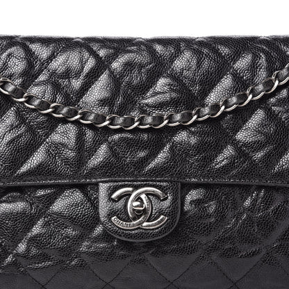 Chanel Crumpled Grained Calfskin Jumbo CC Crave Flap Black 10 of 11