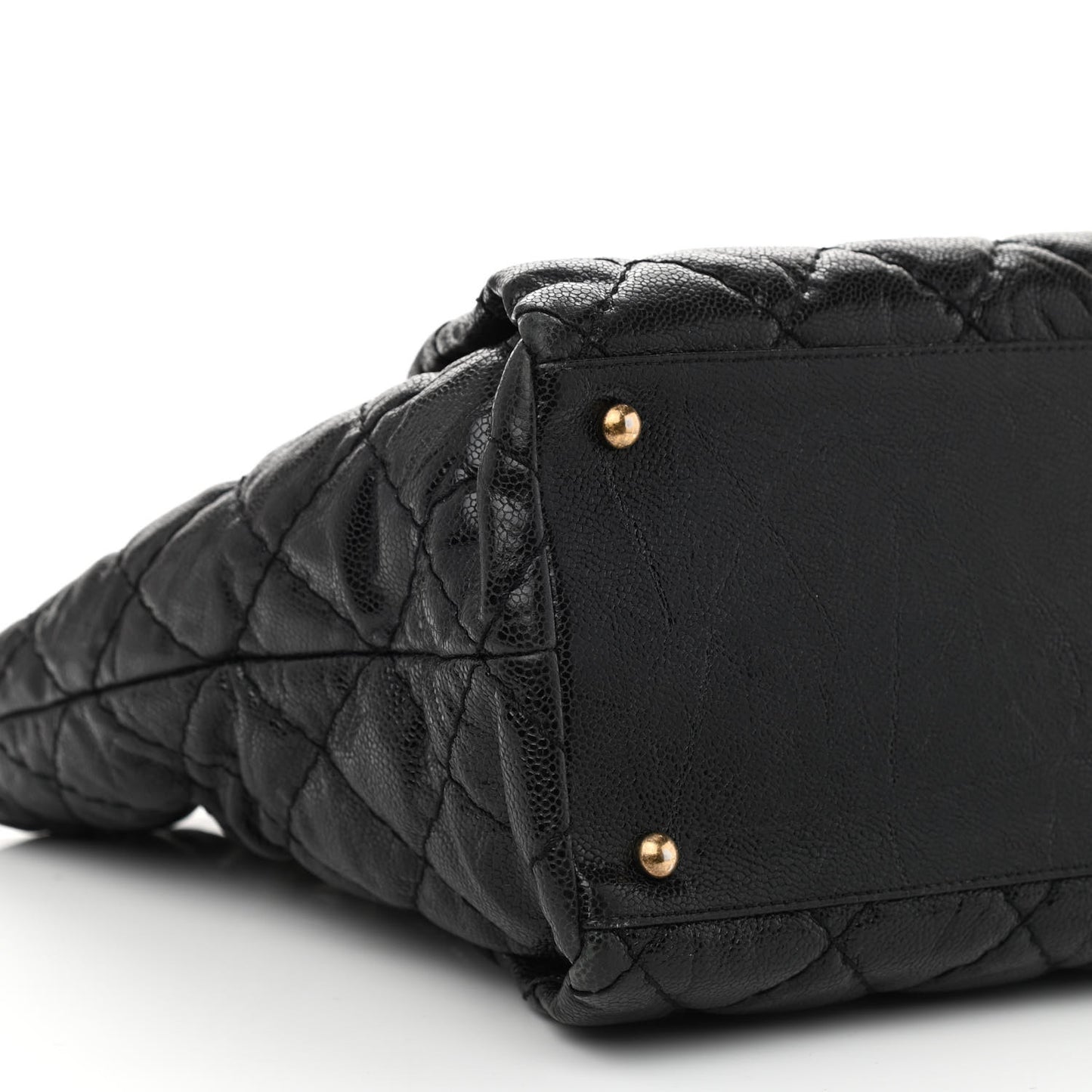 Glazed Caviar Coco Pleats Tote Black