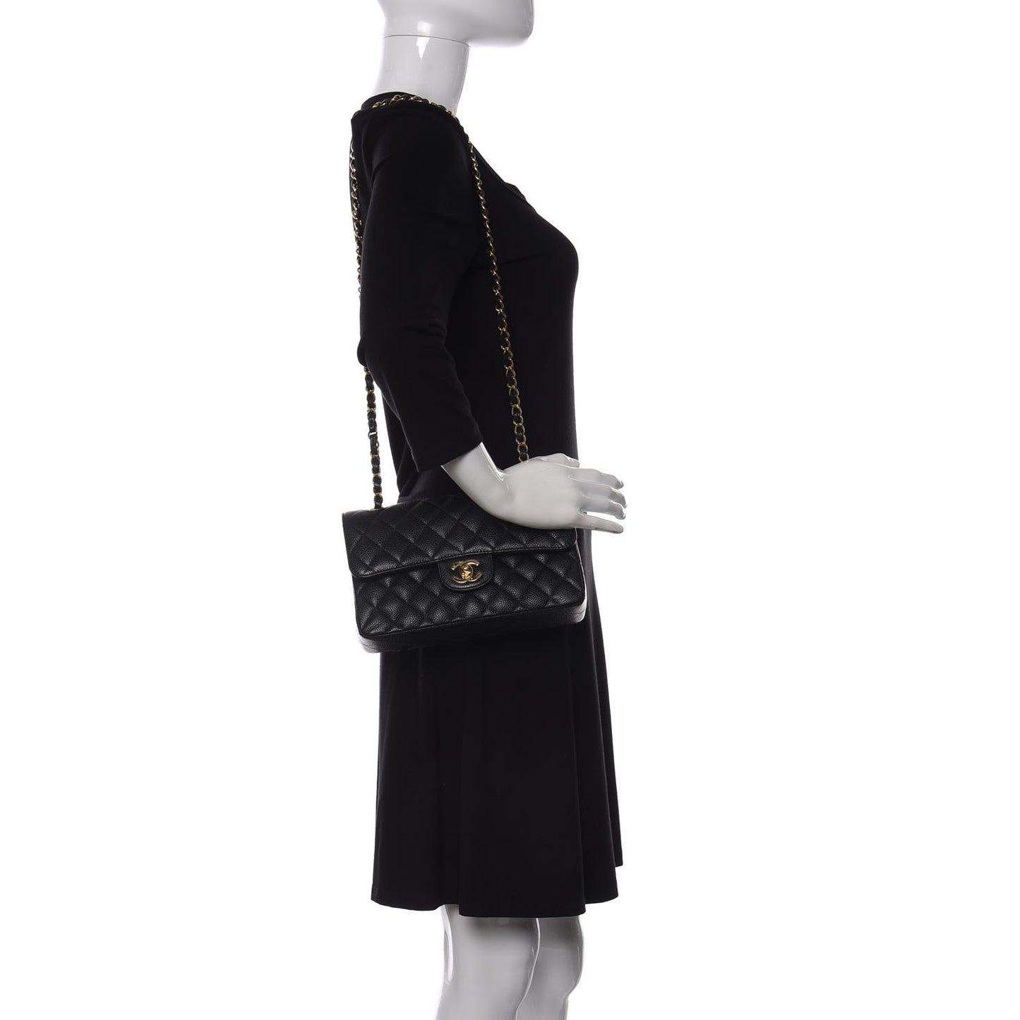 Caviar Quilted Small Double Flap Black