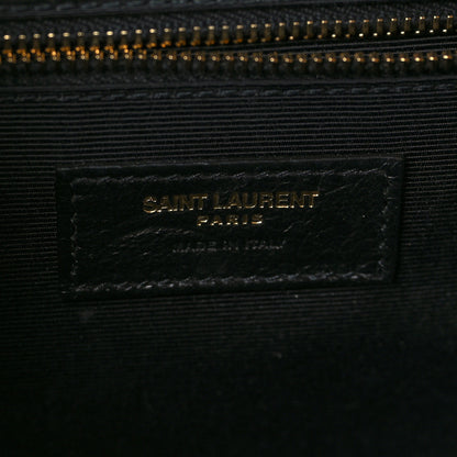 Saint Laurent Grain De Poudre Textured Mixed Matelasse Large Triquilt Monogram Satchel Black 6 of 11