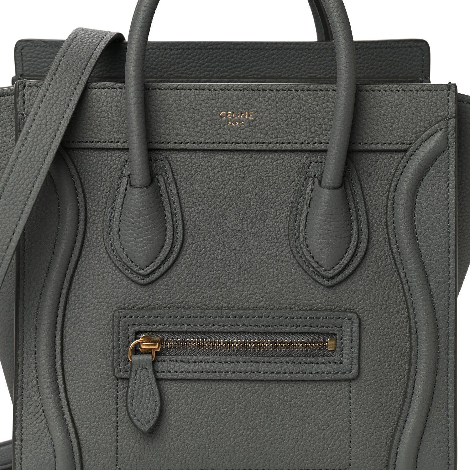 Celine Baby Drummed Calfskin Nano Luggage Kohl 8 of 10