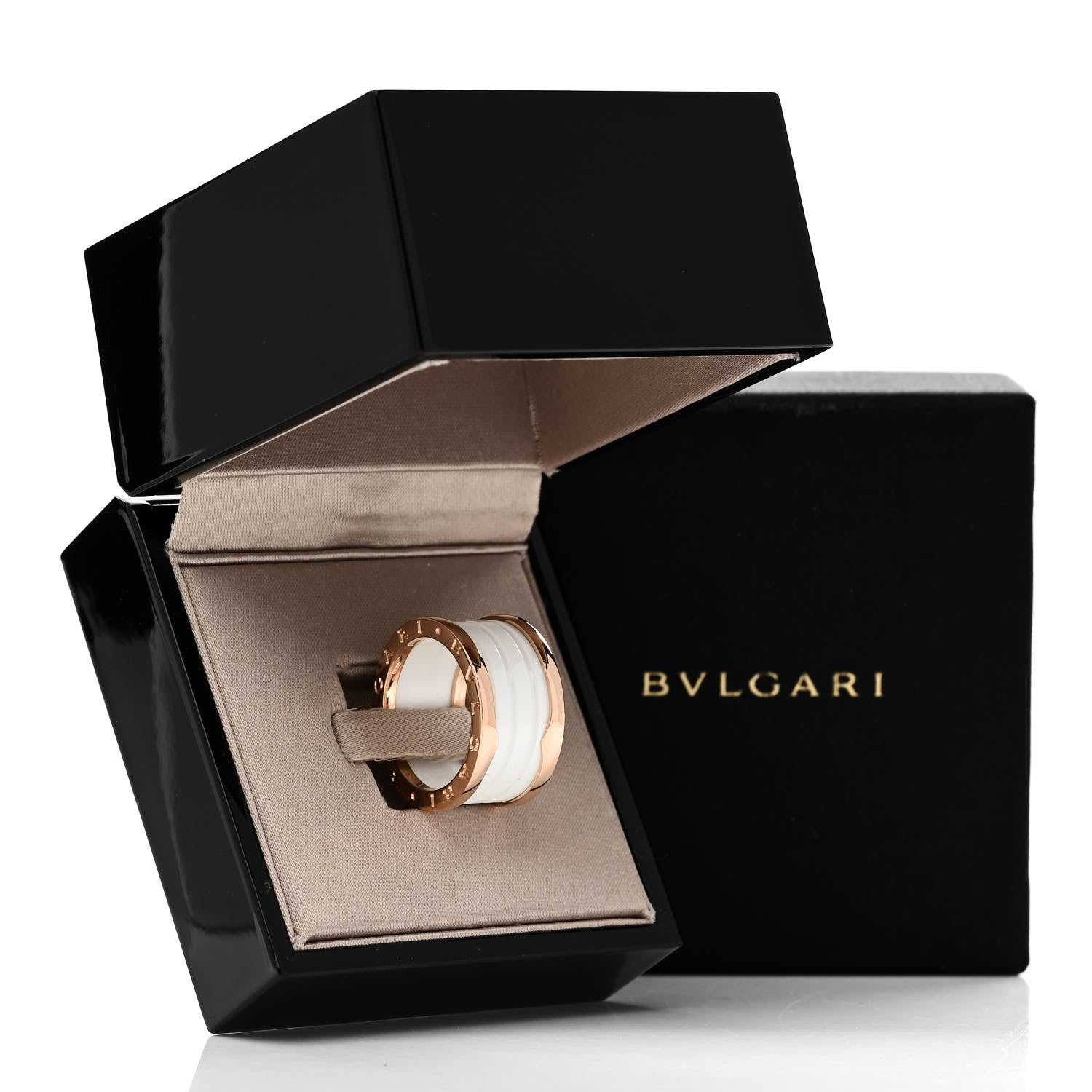 Bulgari 18K Rose Gold White Ceramic B.Zero1 Four-Band Ring 56 7.5 6 of 6